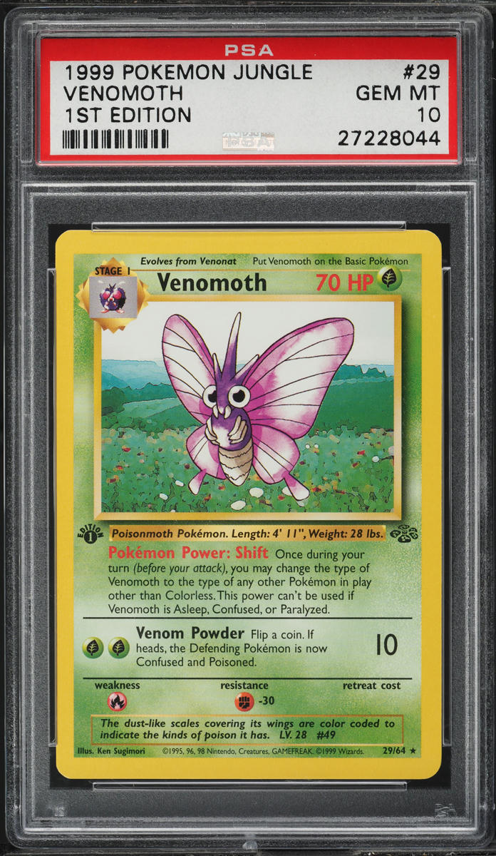 1999 POKEMON JUNGLE 1ST EDITION VENOMOTH #29 PSA 10 GEM MINT