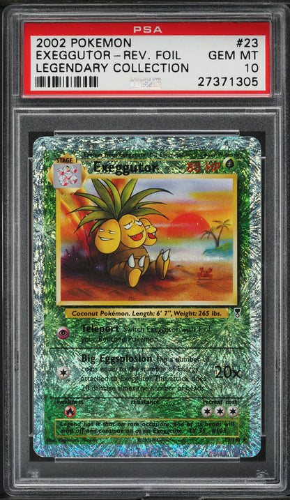 2002 POKEMON LEGENDARY COLLECTION REVERSE HOLO EXEGGUTOR #23 PSA 10 GEM MINT