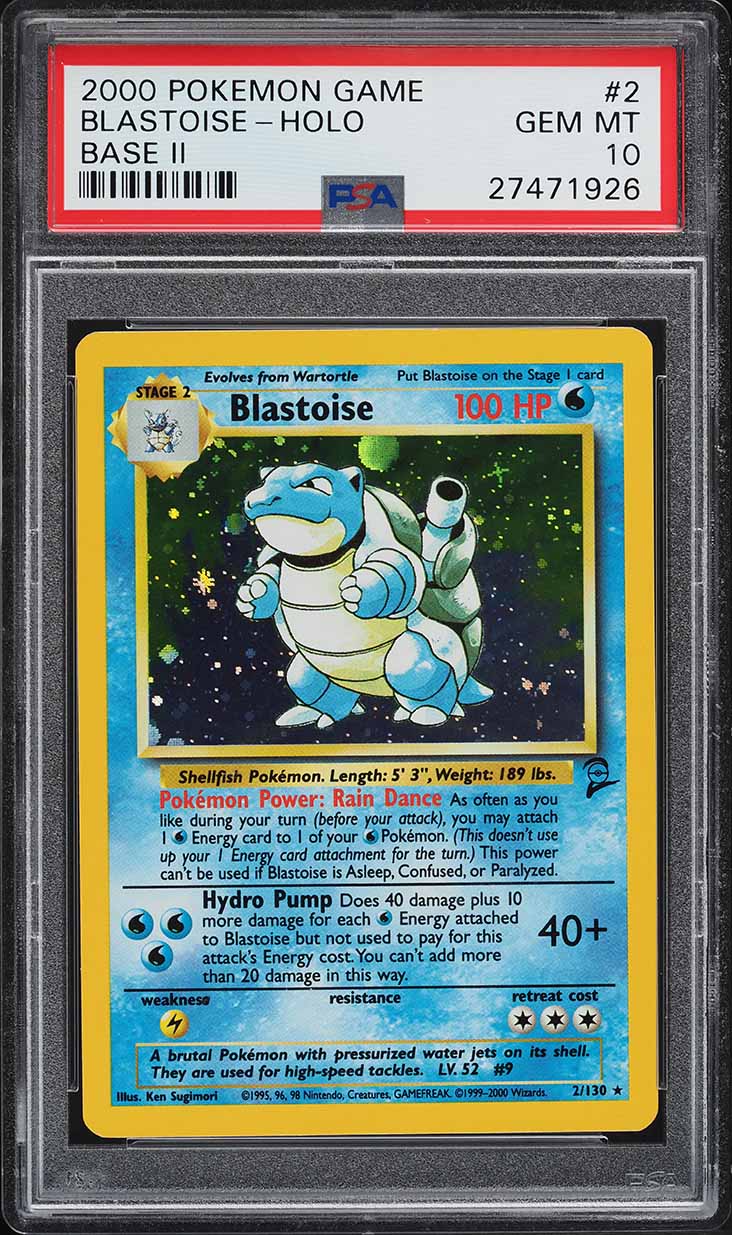 2000 POKEMON BASE SET 2 HOLO BLASTOISE #2 PSA 10 GEM MINT