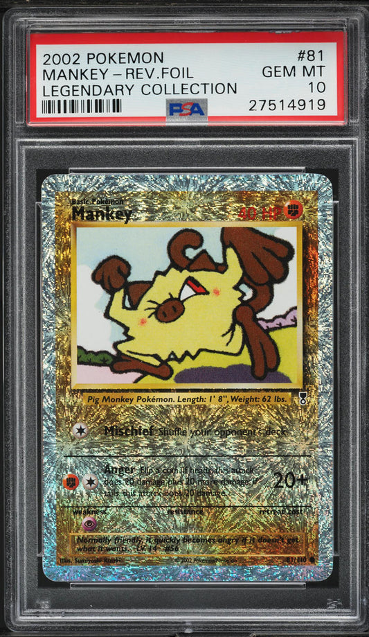 2002 POKEMON LEGENDARY COLLECTION REVERSE HOLO MANKEY #81 PSA 10 GEM MINT