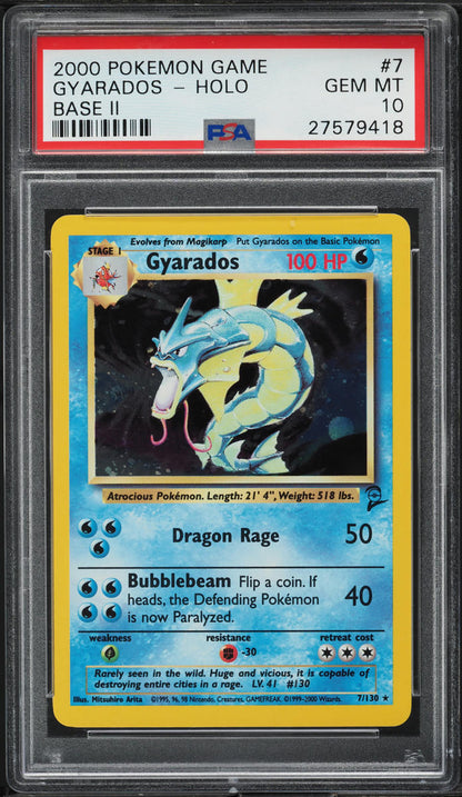 2000 POKEMON BASE 2 HOLO GYARADOS #7 PSA 10