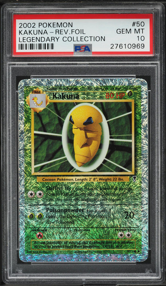 2002 POKEMON LEGENDARY COLLECTION REVERSE HOLO KAKUNA #50 PSA 10 GEM MINT