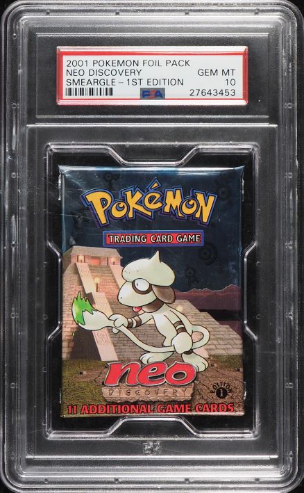 2001 POKEMON NEO DISCOVERY 1ST EDITION BOOSTER PACK SMEARGLE ART PSA 10 GEM MINT