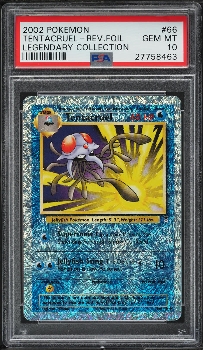 2002 POKEMON LEGENDARY COLLECTION REVERSE HOLO TENTACRUEL #66 PSA 10 GEM MINT