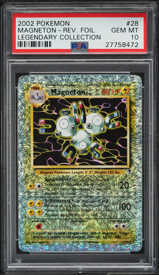 2002 POKEMON LEGENDARY COLLECTION REVERSE HOLO MAGNETON #28 PSA 10 GEM MINT