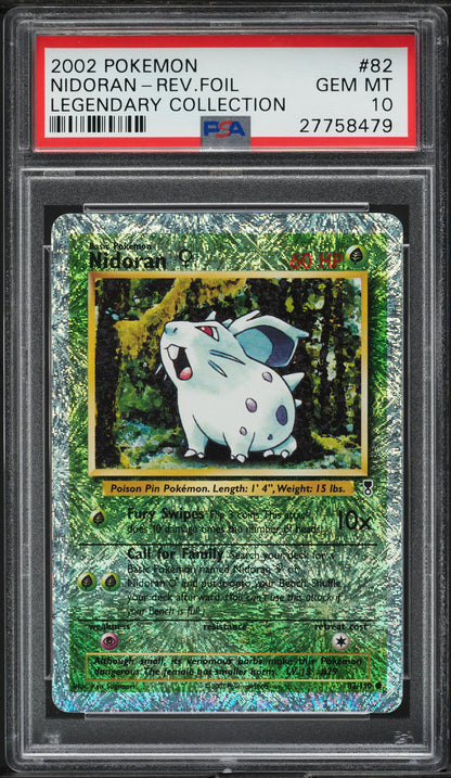 2002 POKEMON LEGENDARY COLLECTION REVERSE HOLO NIDORAN #82 PSA 10 GEM MINT