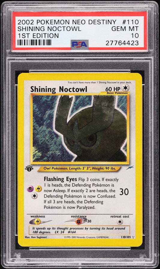 2002 POKEMON NEO DESTINY 1ST EDITION HOLO SHINING NOCTOWL #110 PSA 10 GEM MINT