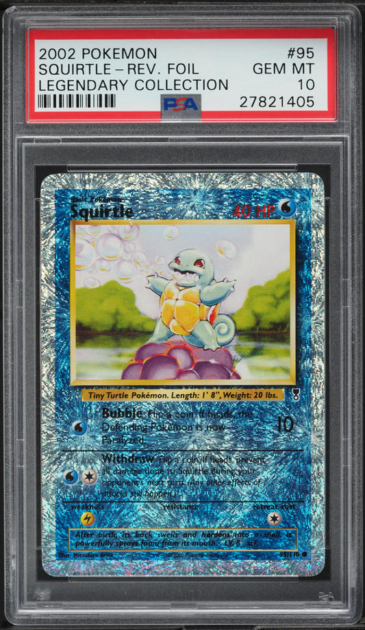 2002 POKEMON LEGENDARY COLLECTION REVERSE HOLO SQUIRTLE #95 PSA 10 GEM MINT