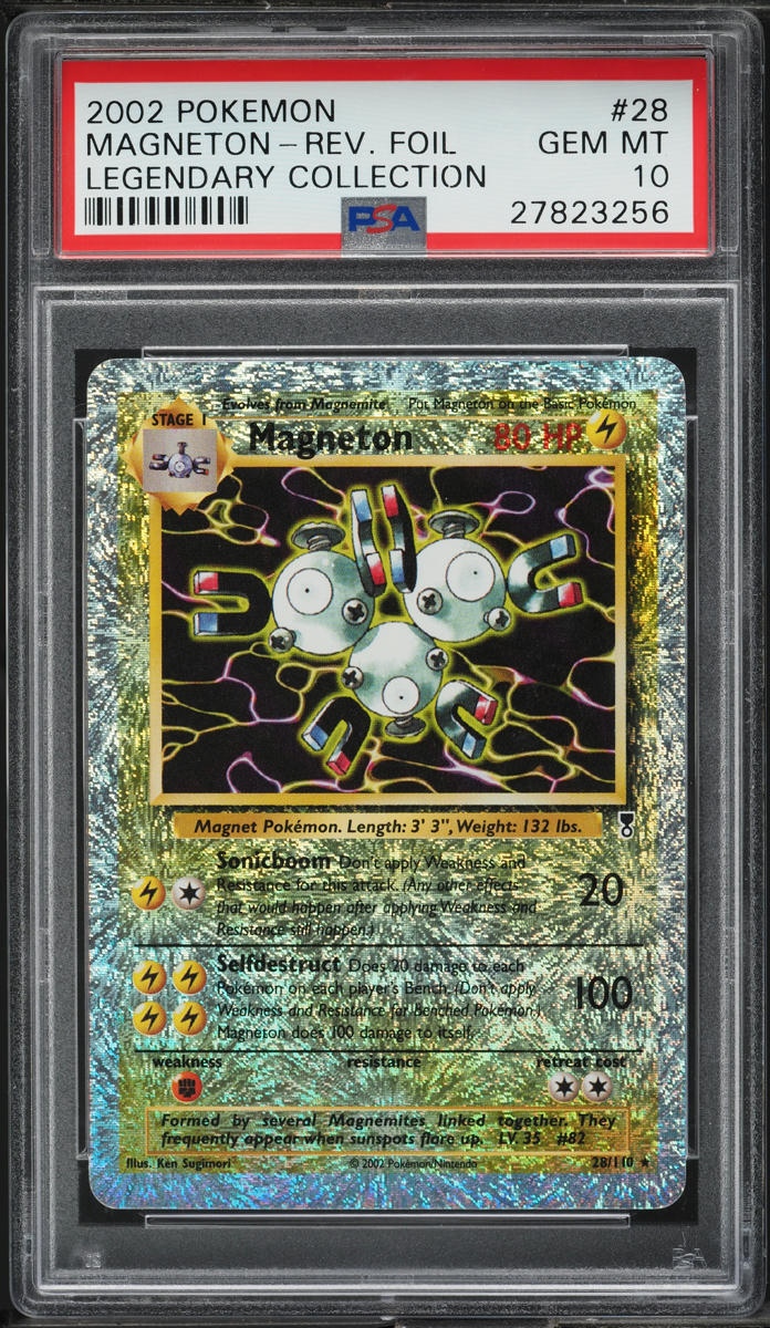 2002 POKEMON LEGENDARY COLLECTION REVERSE HOLO MAGNETON #28 PSA 10 GEM MINT