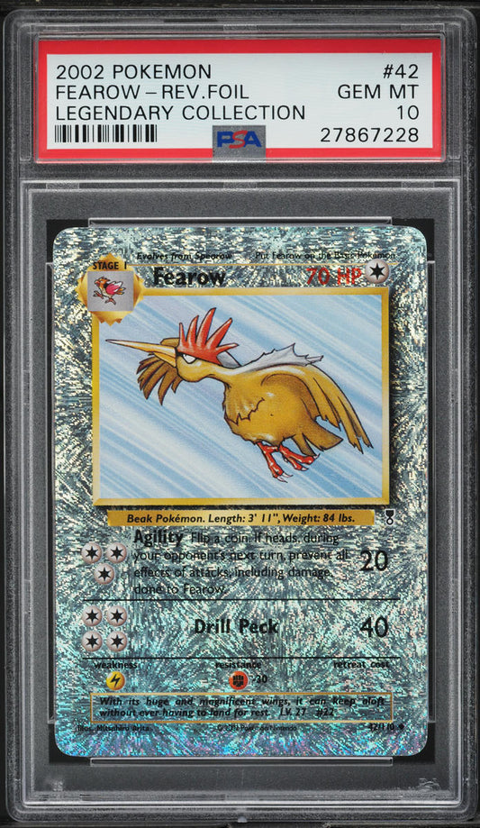 2002 POKEMON LEGENDARY COLLECTION REVERSE HOLO FEAROW #42 PSA 10 GEM MINT