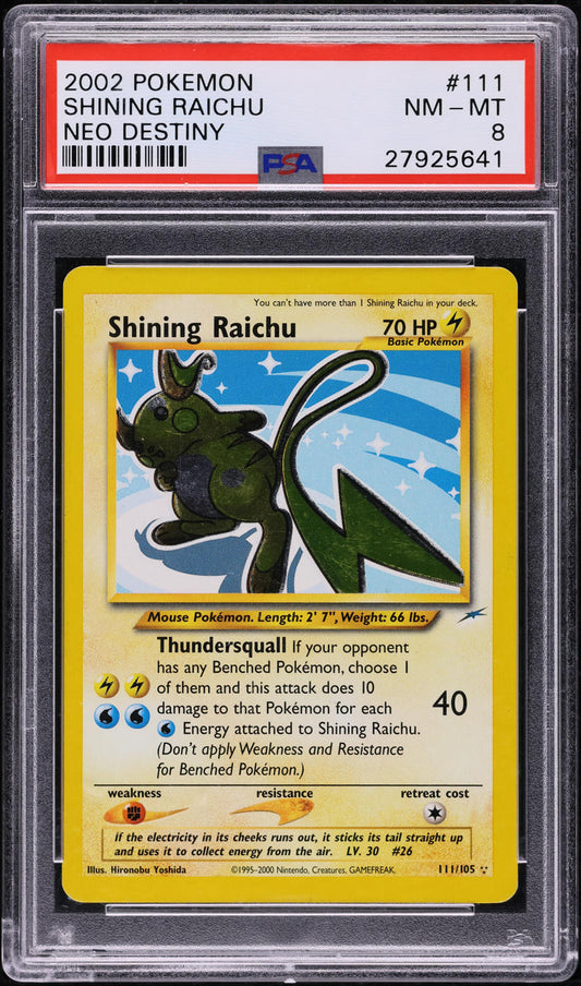 2002 POKEMON NEO DESTINY SHINING RAICHU #111 PSA 8 NM-MT