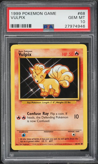 1999 POKEMON BASE SET VULPIX #68 PSA 10 GEM MINT