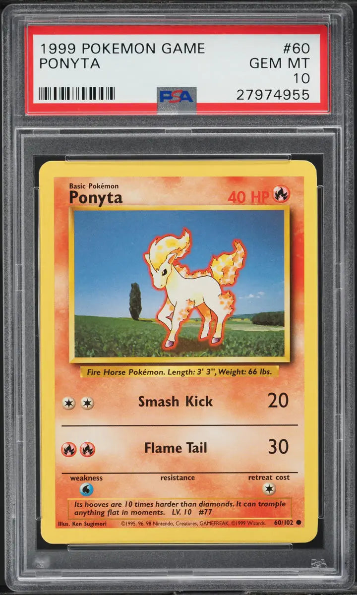 1999 POKEMON BASE SET PONYTA #60 PSA 10 GEM MINT