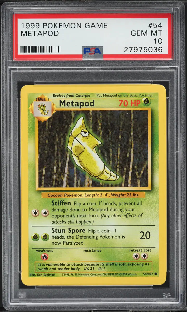 1999 POKEMON BASE SET METAPOD #54 PSA 10 GEM MINT