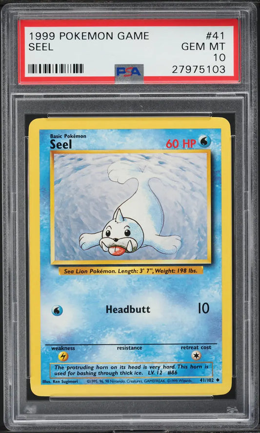 1999 POKEMON BASE SET SEEL #41 PSA 10 GEM MINT