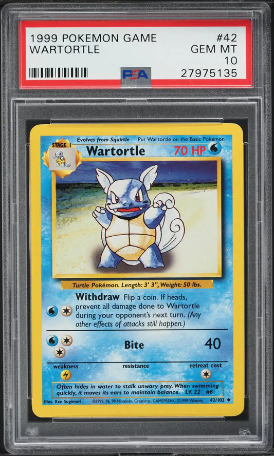 1999 POKEMON BASE SET WARTORTLE #42 PSA 10 GEM MINT