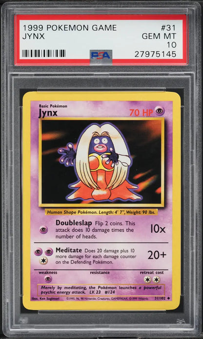 1999 POKEMON BASE SET JYNX #31 PSA 10 GEM MINT