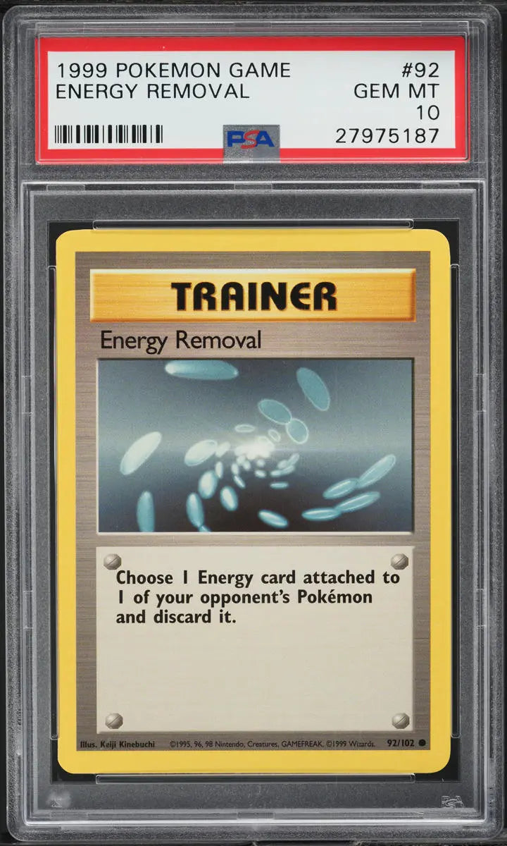 1999 POKEMON BASE SET ENERGY REMOVAL #92 PSA 10 GEM MINT