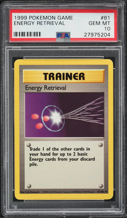 1999 POKEMON BASE SET ENERGY RETRIEVAL #81 PSA 10 GEM MINT