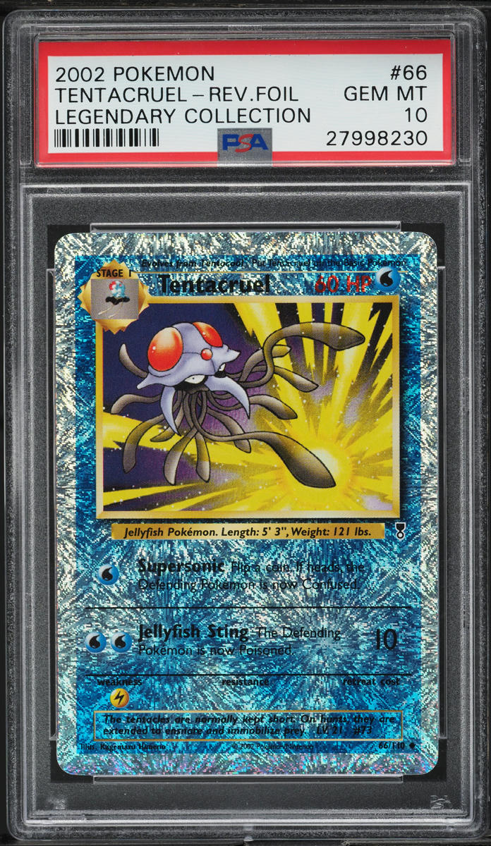 2002 POKEMON LEGENDARY COLLECTION REVERSE HOLO TENTACRUEL #66 PSA 10 GEM MINT