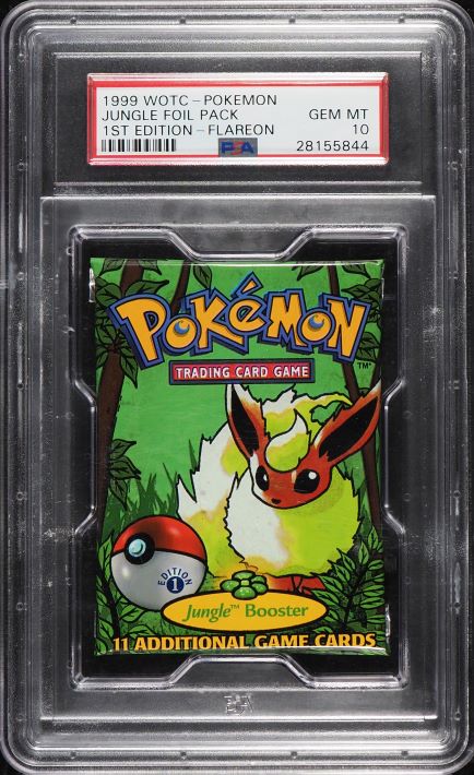 1999 POKEMON JUNGLE 1ST EDITION BOOSTER PACK FLAREON ART PSA 10 GEM MINT