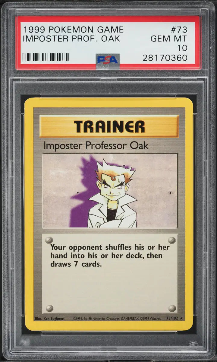 1999 POKEMON BASE SET IMPOSTER PROFESSOR OAK #73 PSA 10 GEM MINT