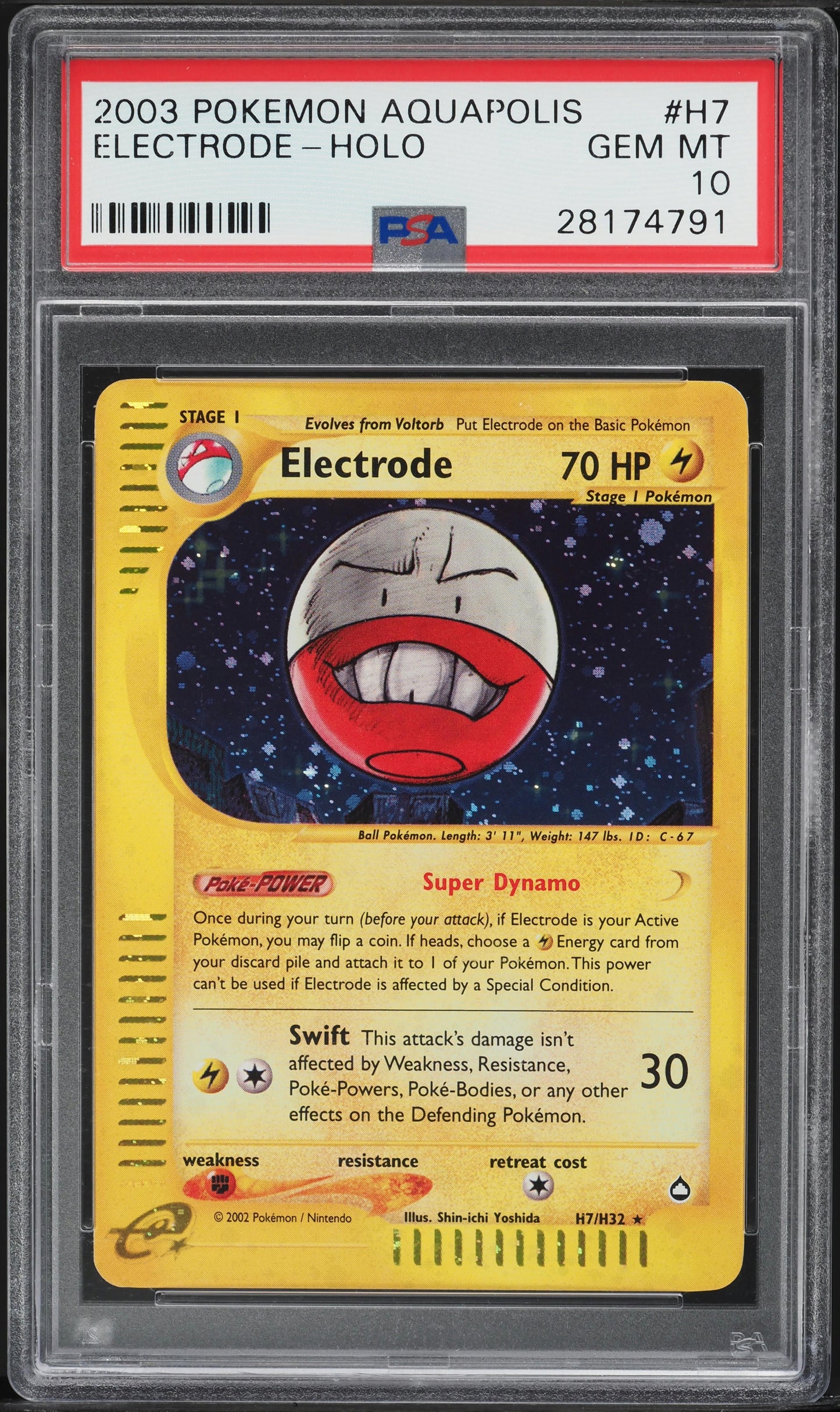 2003 POKEMON AQUAPOLIS HOLO ELECTRODE #H7 PSA 10 GEM MINT