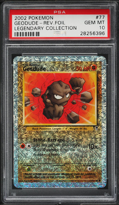 2002 POKEMON LEGENDARY COLLECTION REVERSE HOLO GEODUDE #77 PSA 10 GEM MINT