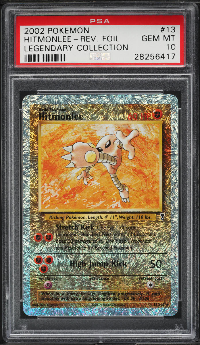 2002 POKEMON LEGENDARY COLLECTION REVERSE HOLO HITMONLEE #13 PSA 10 GEM MINT