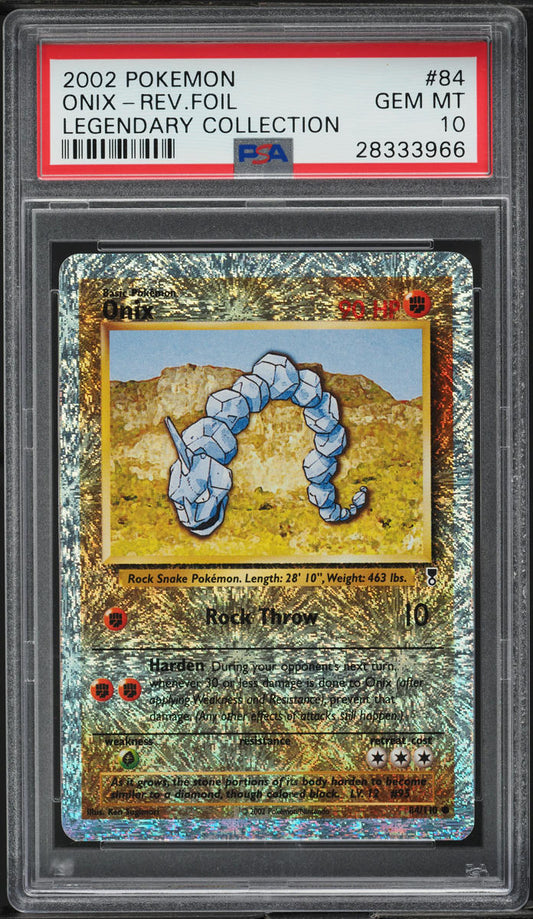 2002 POKEMON LEGENDARY COLLECTION REVERSE HOLO ONIX #84 PSA 10 GEM MINT