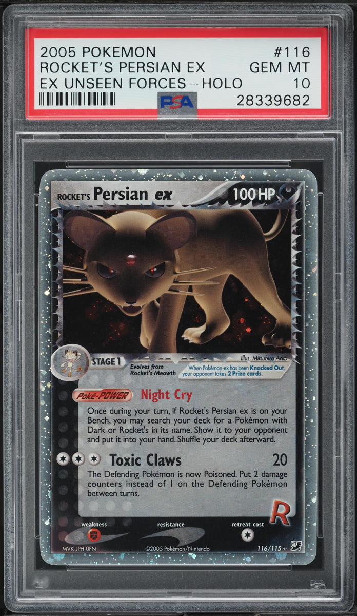 2005 POKEMON EX UNSEEN FORCES HOLO ROCKET'S PERSIAN EX #116 PSA 10 GEM MINT