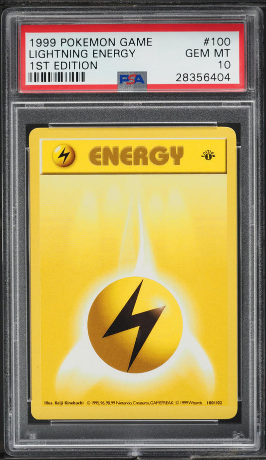 1999 POKEMON BASE SET SHADOWLESS 1ST EDITION LIGHTNING ENERGY #100 PSA 10 GEM