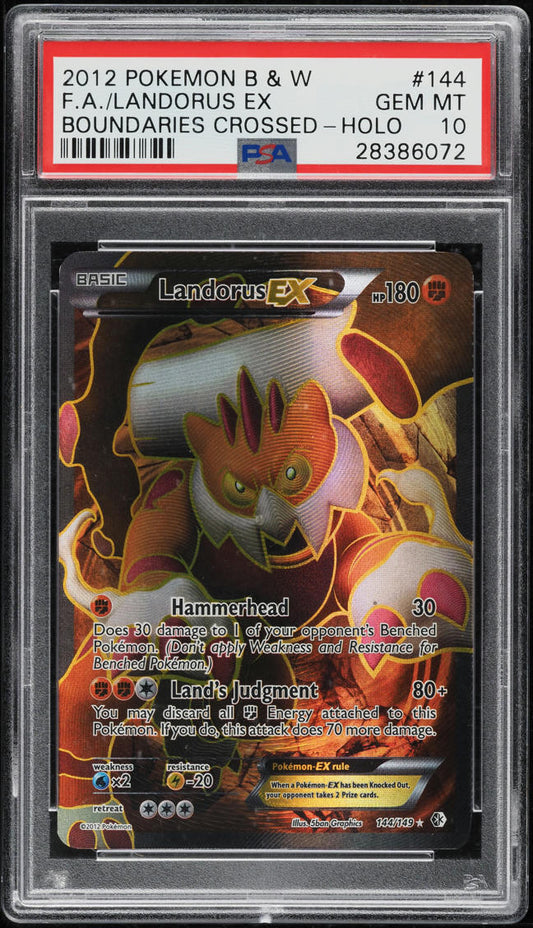 2012 POKEMON BLACK & WHITE BOUNDARIES CROSSED FULL ART LANDORUS EX #144 PSA 10