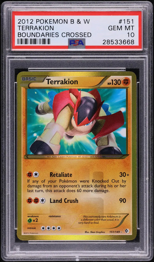 2012 POKEMON BLACK & WHITE BOUNDARIES CROSSED TERRAKION #151 PSA 10 GEM MINT