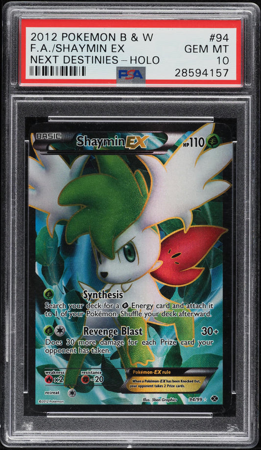 2012 POKEMON BLACK & WHITE NEXT DESTINIES FULL ART SHAYMIN EX #94 PSA 10