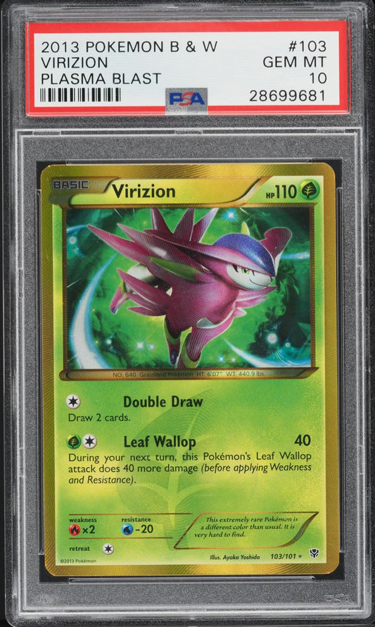 2013 POKEMON BLACK & WHITE PLASMA BLAST VIRIZION #103 PSA 10 GEM MINT