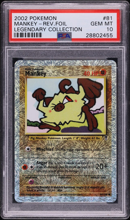 2002 POKEMON LEGENDARY COLLECTION REVERSE HOLO MANKEY #81 PSA 10 GEM MINT