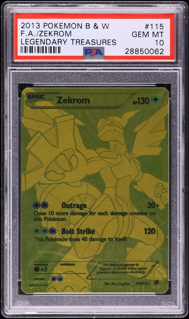 2013 POKEMON BW LEGENDARY TREASURES FULL ART ZEKROM #115 PSA 10 GEM MINT
