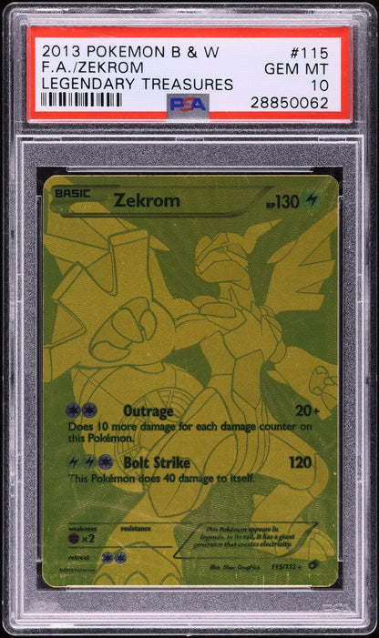 2013 POKEMON BW LEGENDARY TREASURES FULL ART ZEKROM #115 PSA 10 GEM MINT