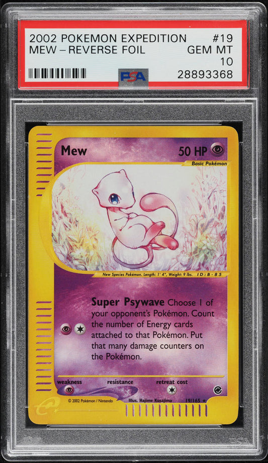 2002 POKEMON EXPEDITION REVERSE FOIL MEW #19 PSA 10 GEM MINT