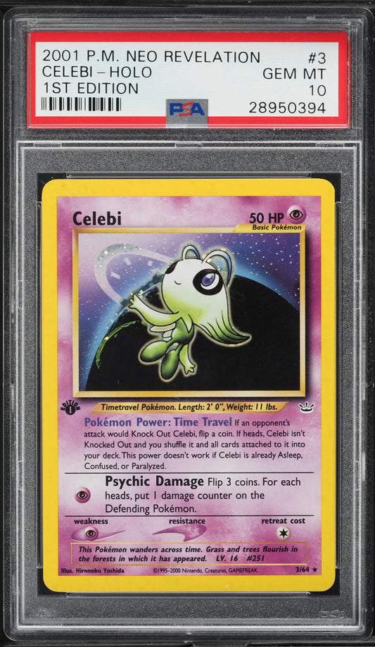2001 POKEMON NEO REVELATION 1ST EDITION HOLO CELEBI #3 PSA 10 GEM MINT