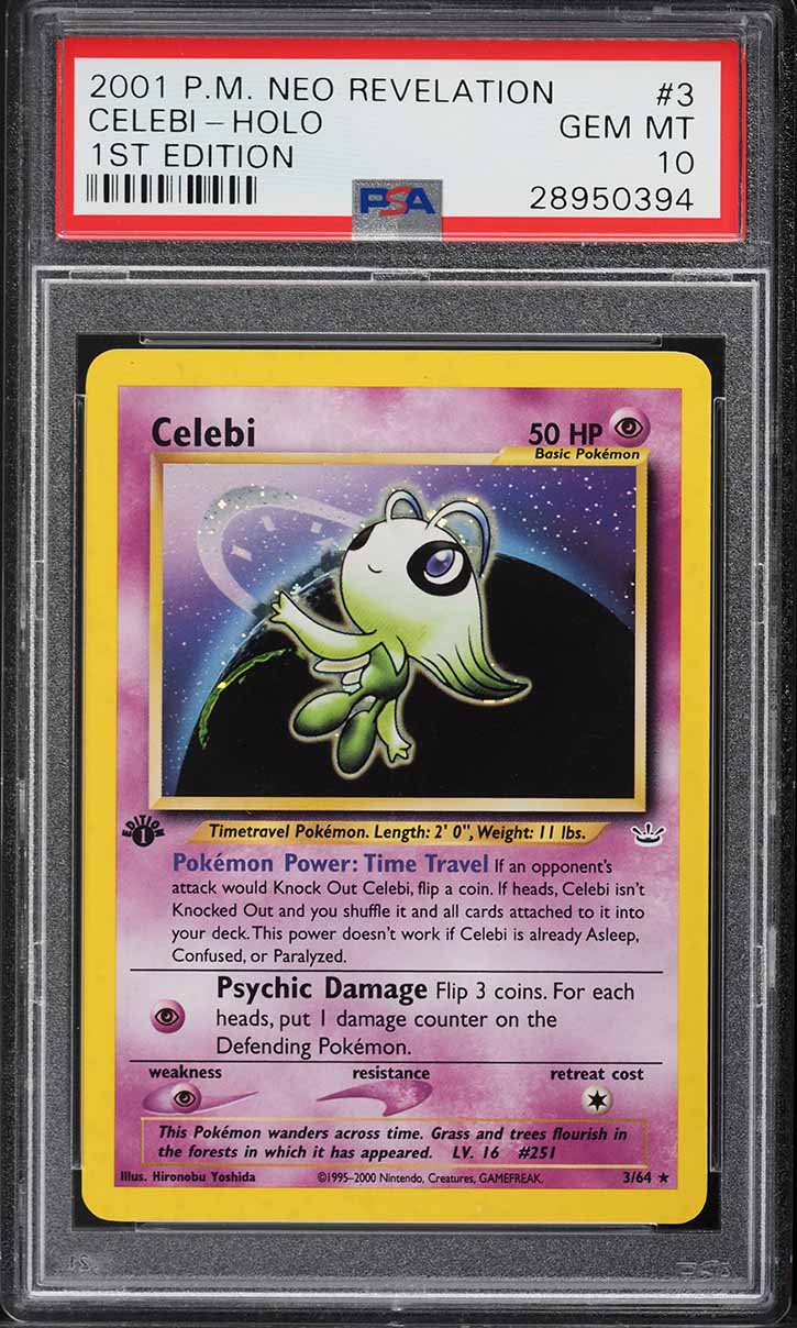 2001 POKEMON NEO REVELATION 1ST EDITION HOLO CELEBI #3 PSA 10 GEM MINT