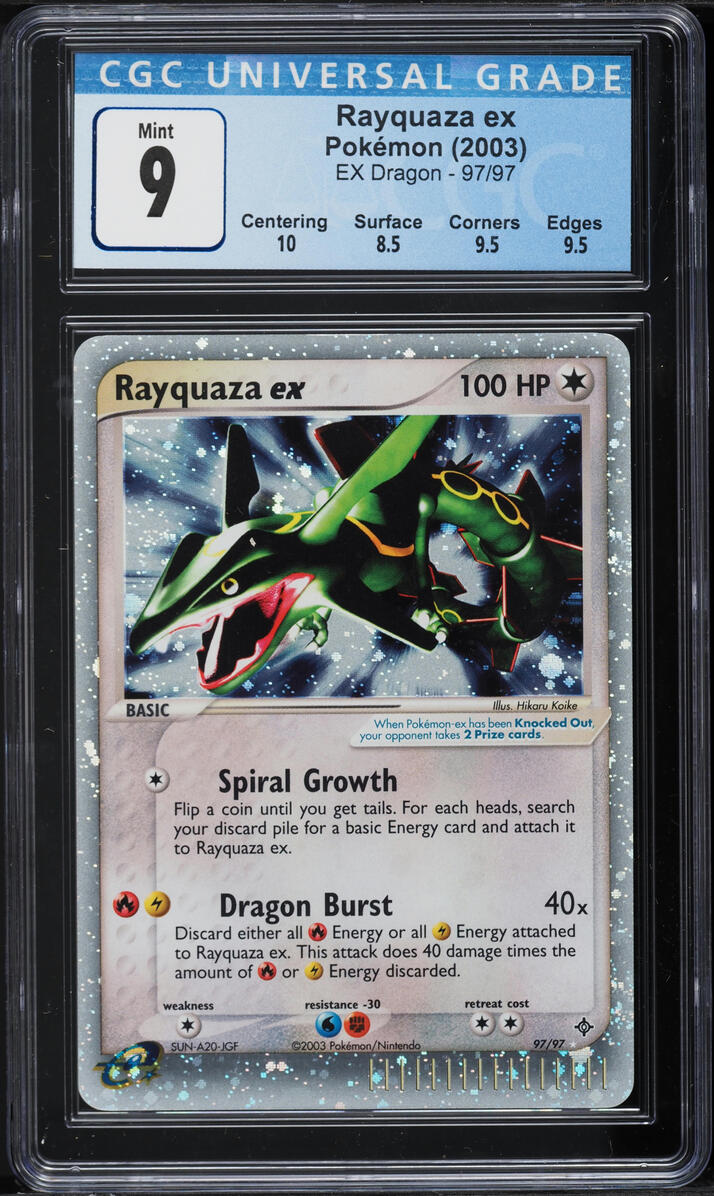 2003 POKEMON EX DRAGON HOLO RAYQUAZA EX #97 CGC 9 MINT