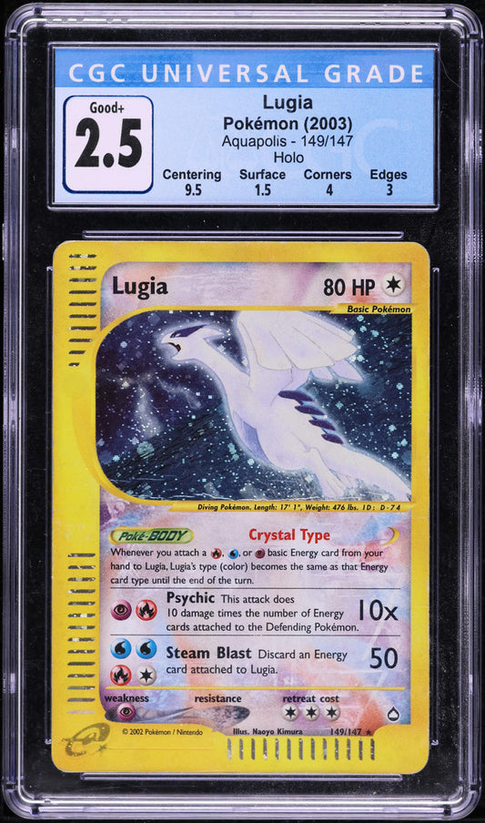 2003 POKEMON AQUAPOLIS HOLO LUGIA #149 CGC 2.5 GD+