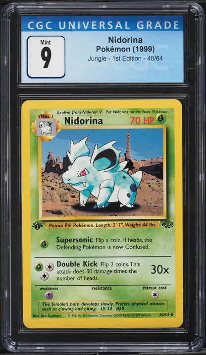 1999 POKEMON JUNGLE 1ST EDITION NIDORINA #40 CGC 9 MINT