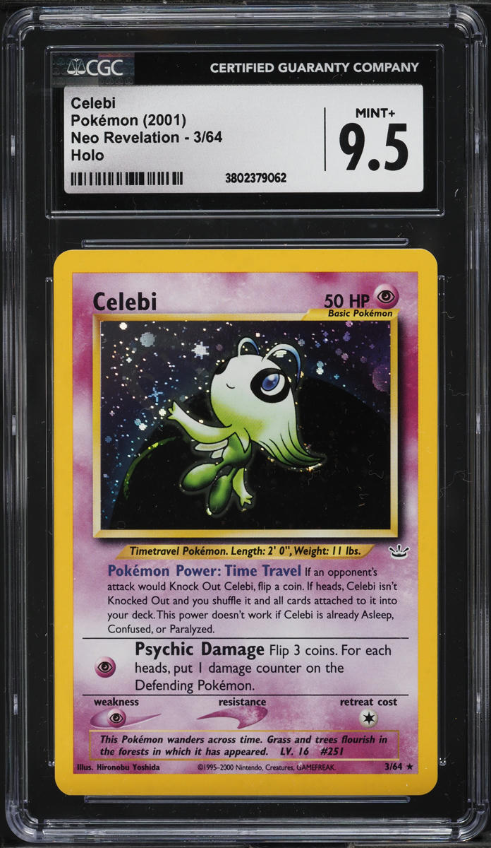 2001 POKEMON NEO REVELATION HOLO CELEBI #3 CGC 9.5 *DOUBLE HOLO ERROR*