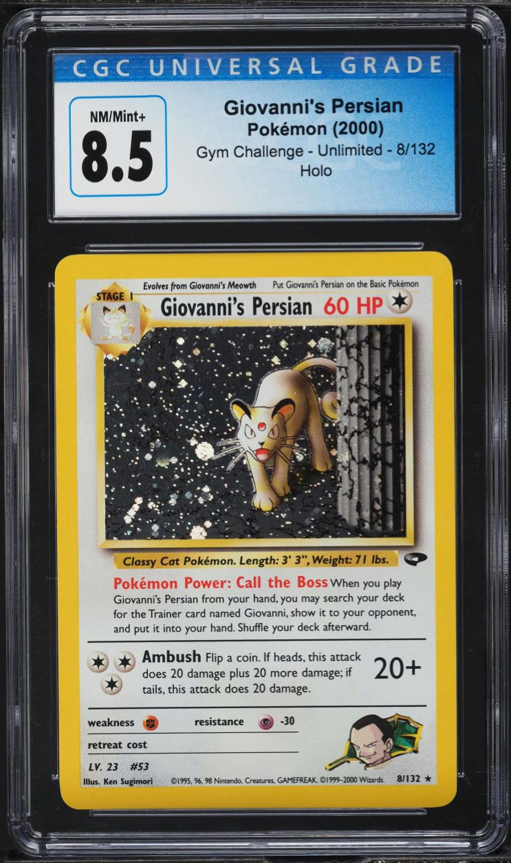 2000 POKEMON GYM CHALLENGE HOLO GIOVANNI'S PERSIAN #8 CGC 8.5 NM-MT+