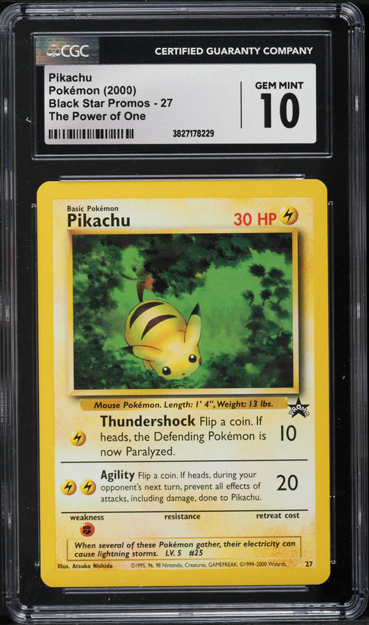 2000 POKEMON BLACK STAR PROMO THE POWER OF ONE PIKACHU #27 CGC 10