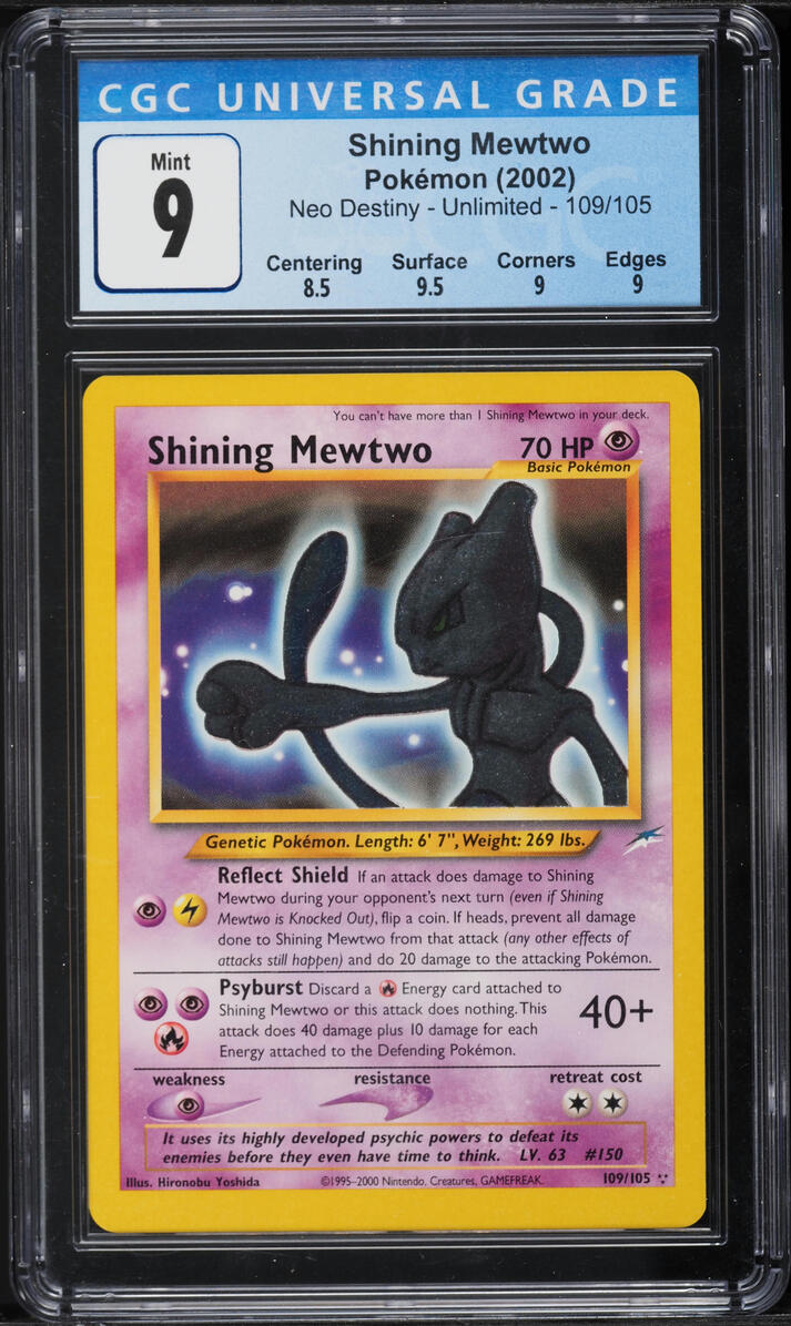 2002 POKEMON NEO DESTINY SHINING MEWTWO #109 CGC 9 MINT