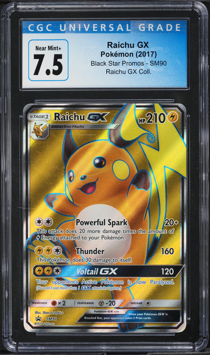 2017 POKEMON BLACK STAR PROMO COLLECTION RAICHU GX #SM90 CGC 7.5